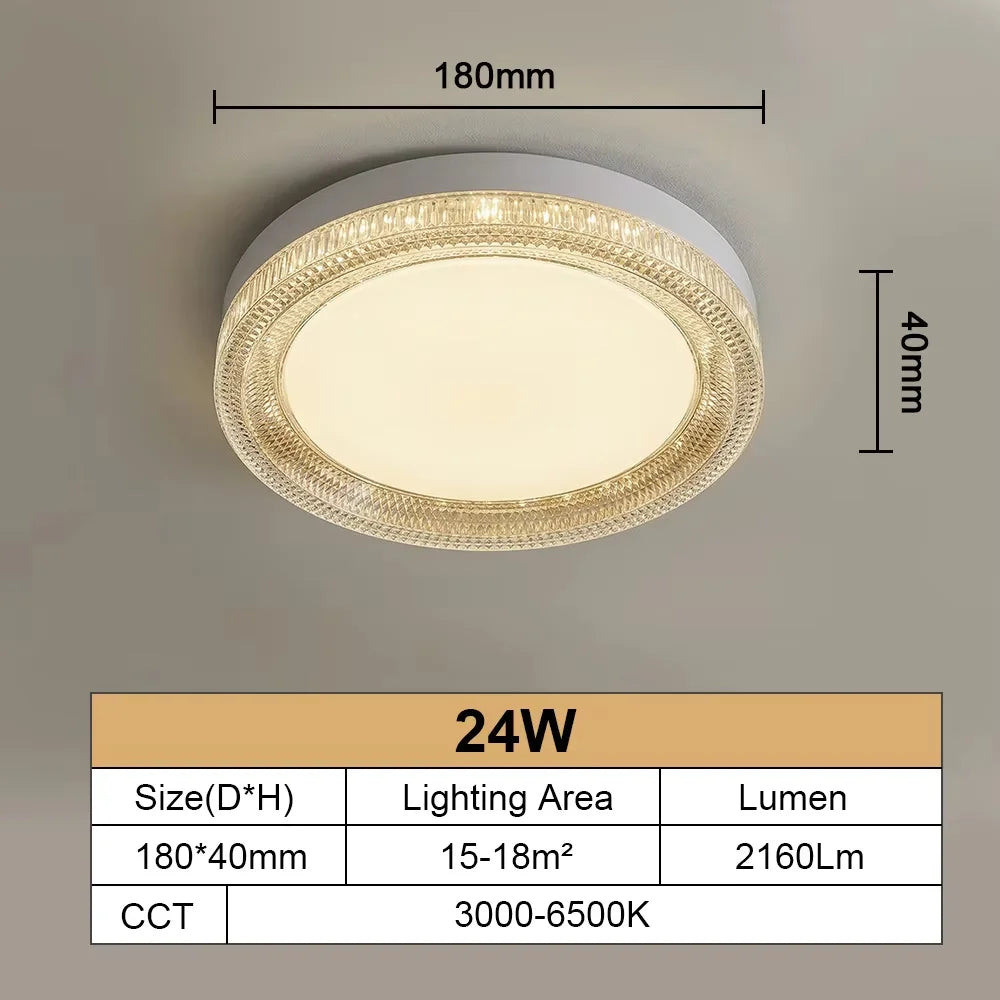 Modern Crystal LED Ceiling Light – 18W–48W, Adjustable, 85–265V