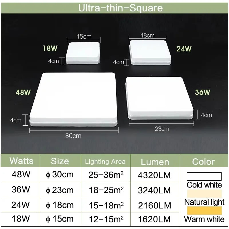 Modern Ultra-Thin LED Ceiling Light – 18W–48W