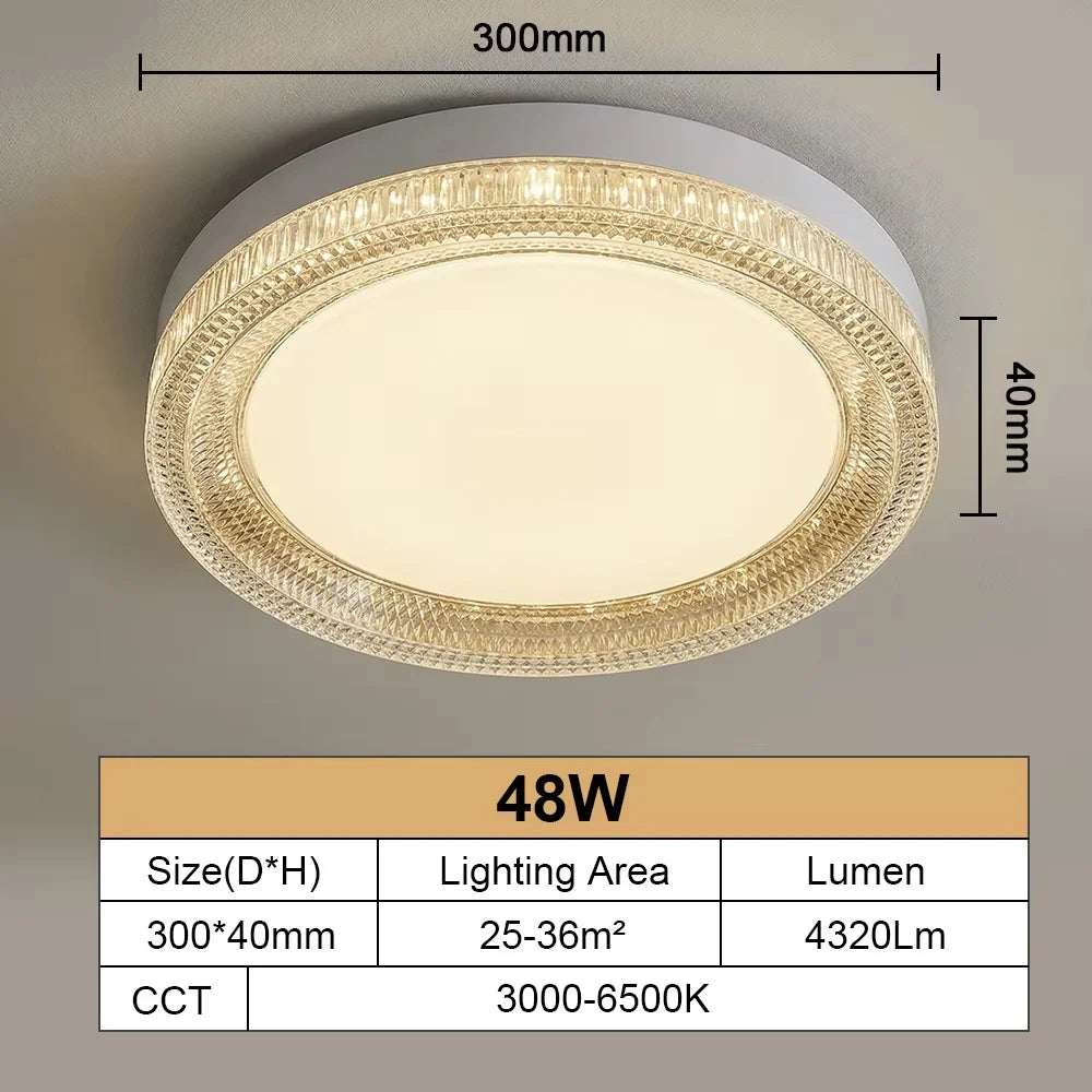 Modern Crystal LED Ceiling Light – 18W–48W, Adjustable, 85–265V