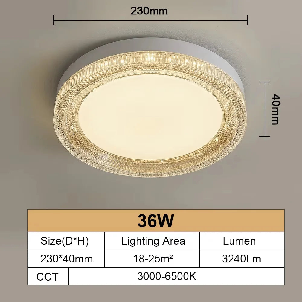 Modern Crystal LED Ceiling Light – 18W–48W, Adjustable, 85–265V