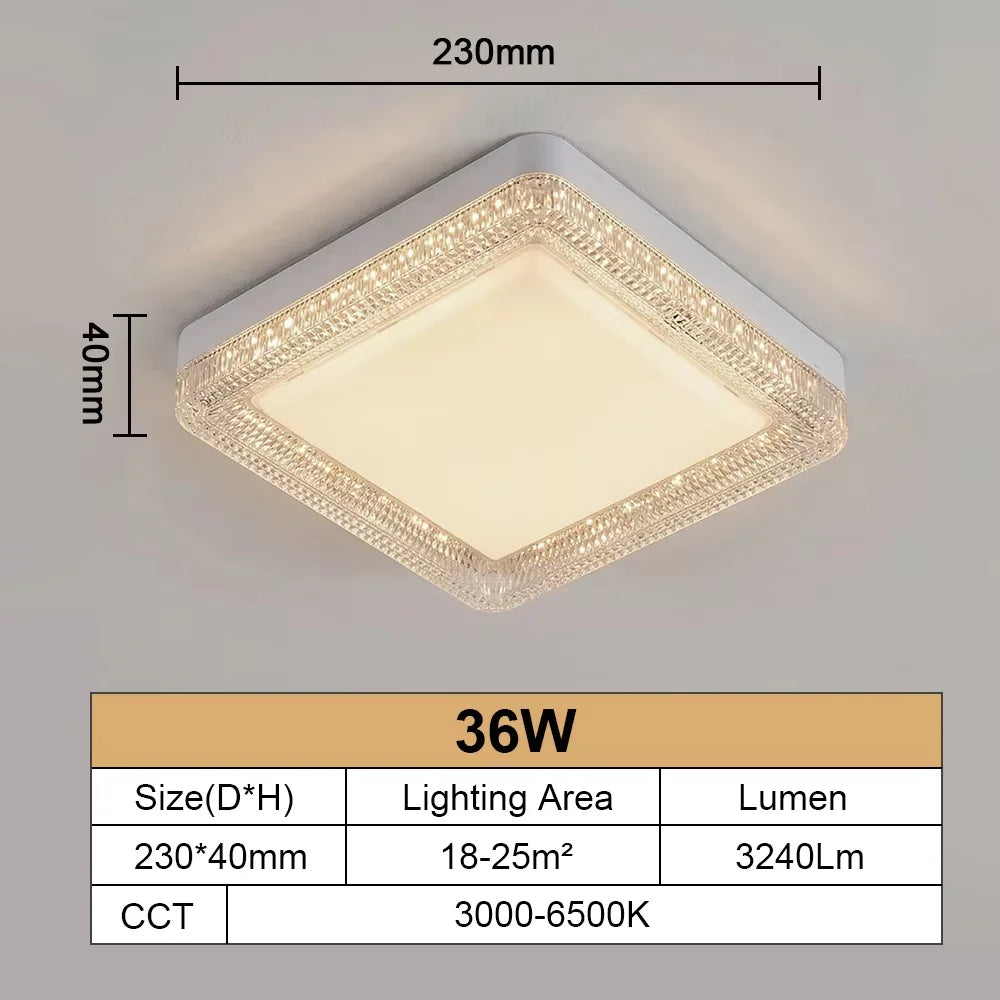 Modern Crystal LED Ceiling Light – 18W–48W, Adjustable, 85–265V