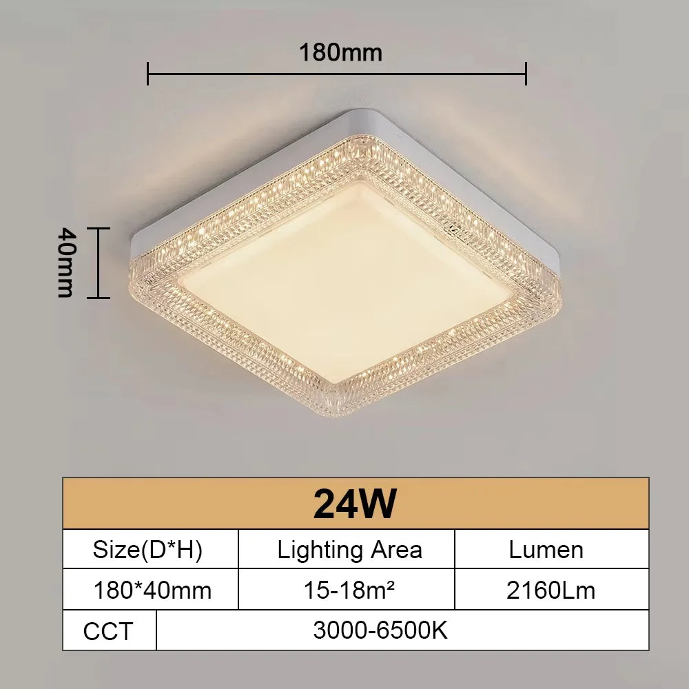 Modern Crystal LED Ceiling Light – 18W–48W, Adjustable, 85–265V