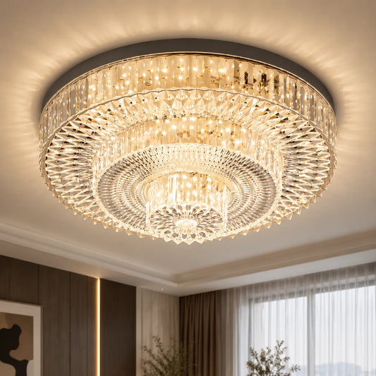 Modern Crystal LED Ceiling Light – 18W–48W, Adjustable, 85–265V