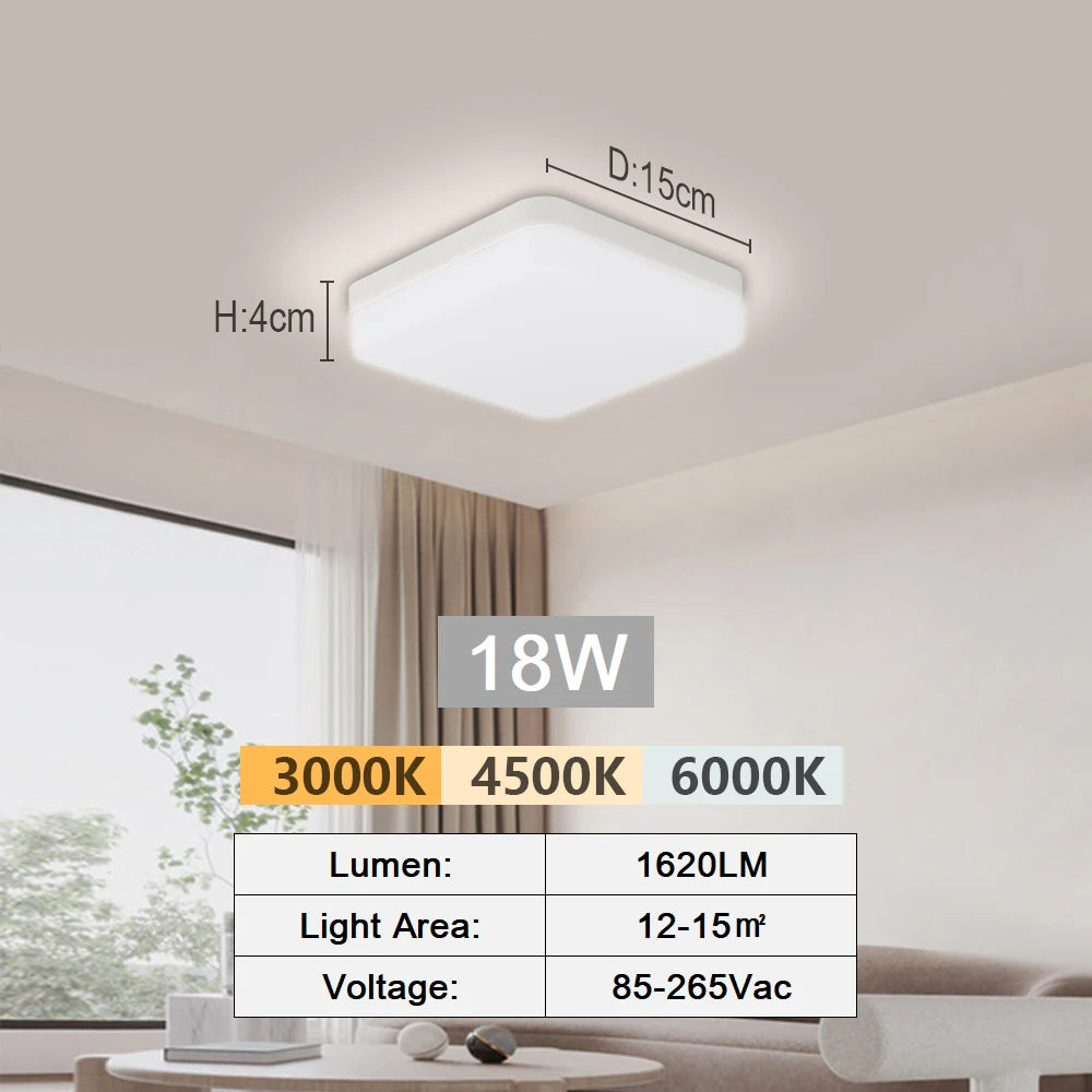 Modern Ultra-Thin LED Ceiling Light – 18W–48W