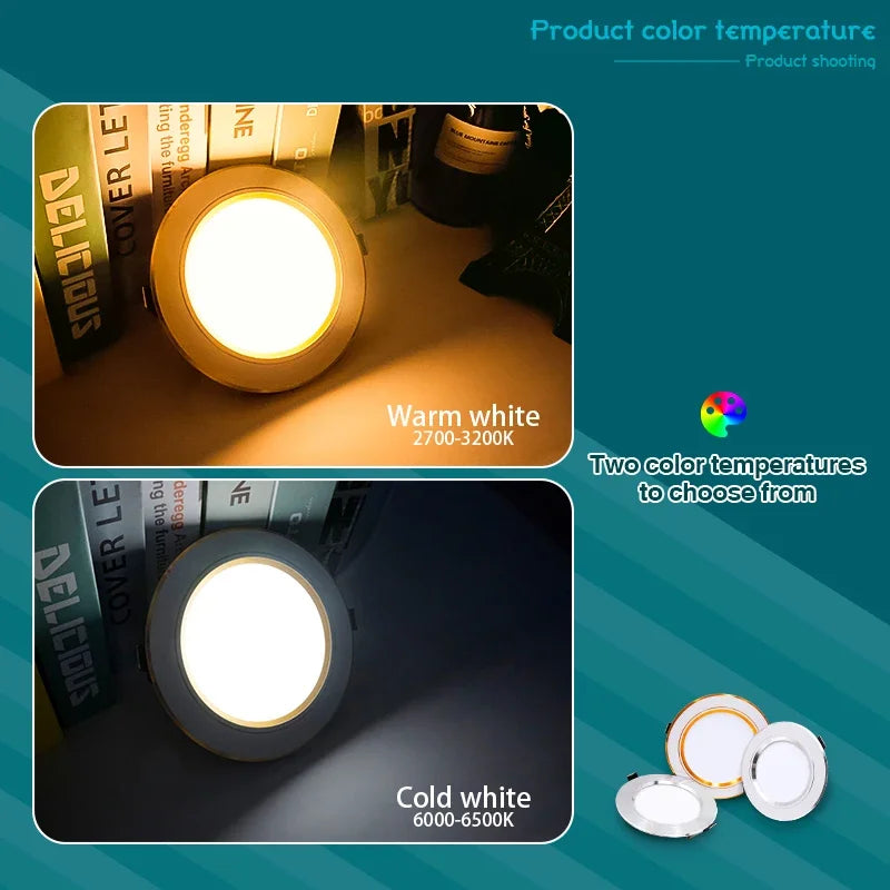Round LED Ceiling Downlight – 5W to 18W, Multiple Colours and Voltages