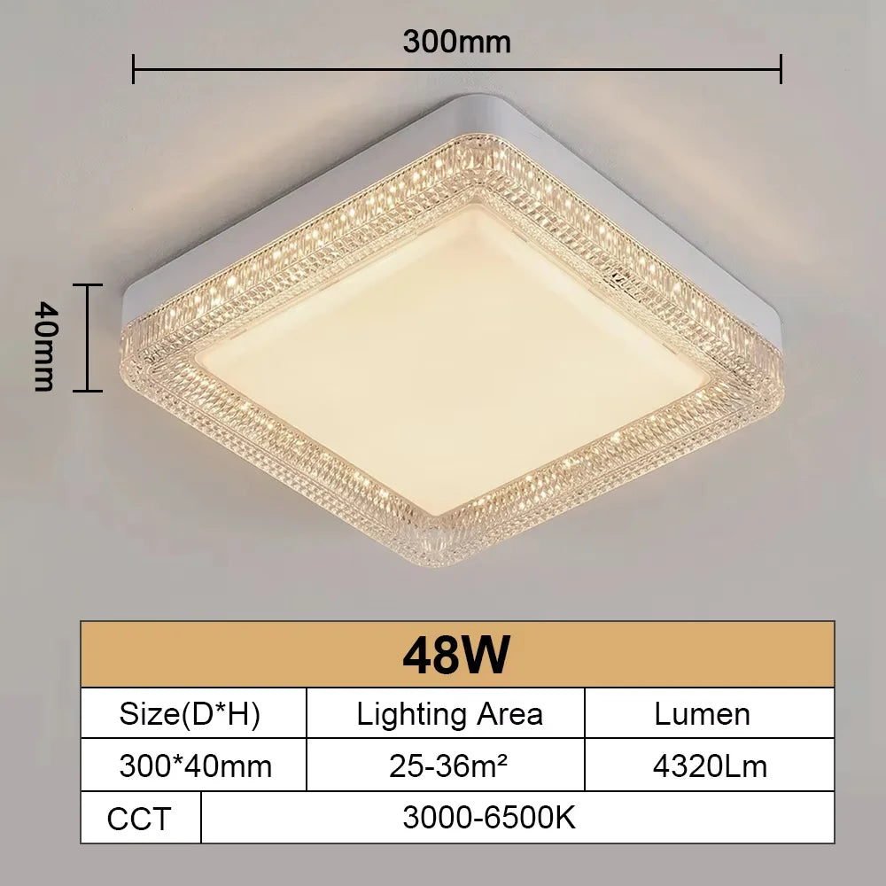 Modern Crystal LED Ceiling Light – 18W–48W, Adjustable, 85–265V