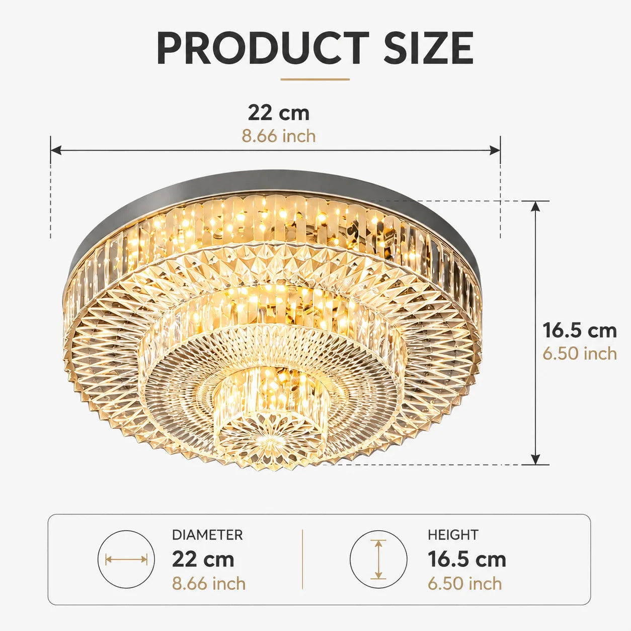 Modern Crystal LED Ceiling Light – 18W–48W, Adjustable, 85–265V